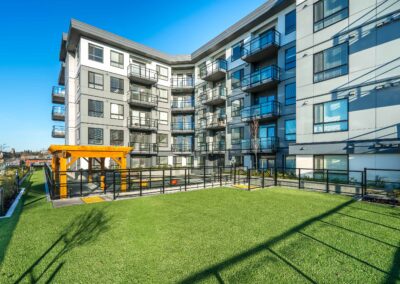 View of the apartment building at 5740 Glover Road from the pet area